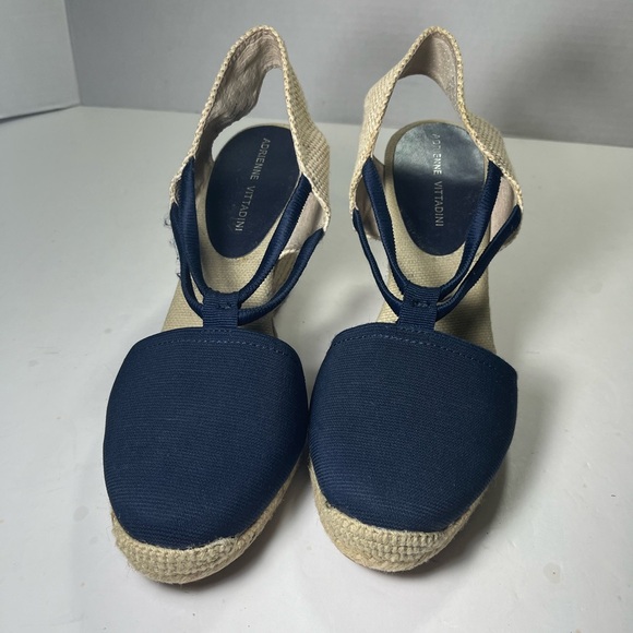 Adrienne Vittadini High Heeled Espadrilles Wedges Black Stretch 8.5 M - Picture 2 of 9